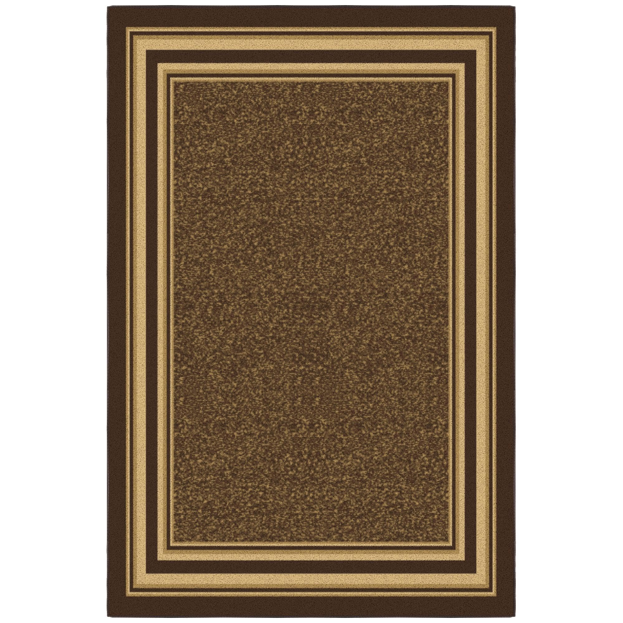 Ottomanson Ottohome Non-Slip Rubberback Bordered Design 5x7 Indoor Area Rug, 5' x 6'6", Brown