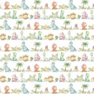 Stesha Party Dinosaur Baby Shower or Birthday Gift Wrapping Paper - Folded Flat 30 x 20 Inch (3 Sheets)