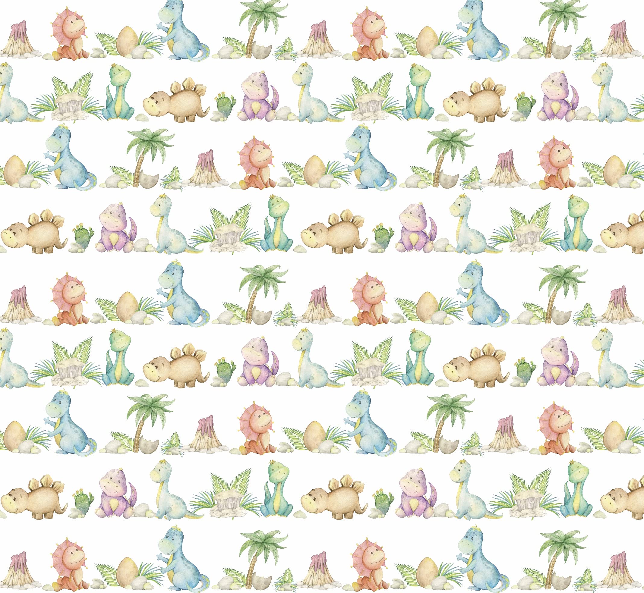 Stesha Party Dinosaur Baby Shower or Birthday Gift Wrapping Paper - Folded Flat 30 x 20 Inch (3 Sheets)