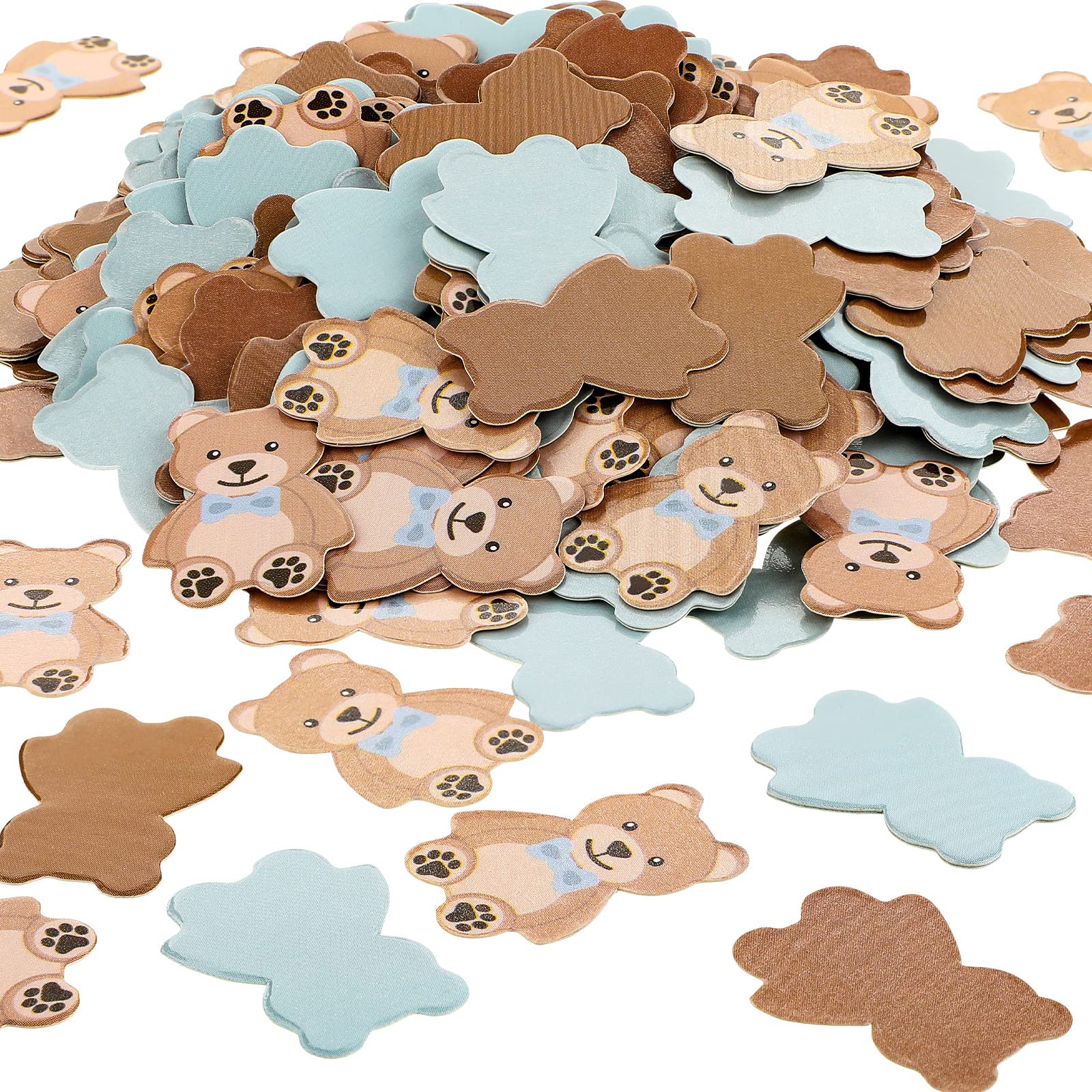 500 Pieces Bear Shaped Confetti Baby Shower Cream Brown Paper Confetti Sprinkles Bear Table Confetti for Boy Girl Home Party Table Decorations (Multi Style,0.98 Inch)