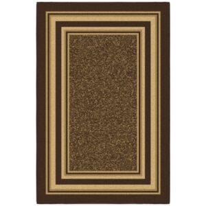 Ottomanson Ottohome Non-Slip Rubberback Bordered Design 3x5 Indoor Area Rug, 3'3" x 5', Brown