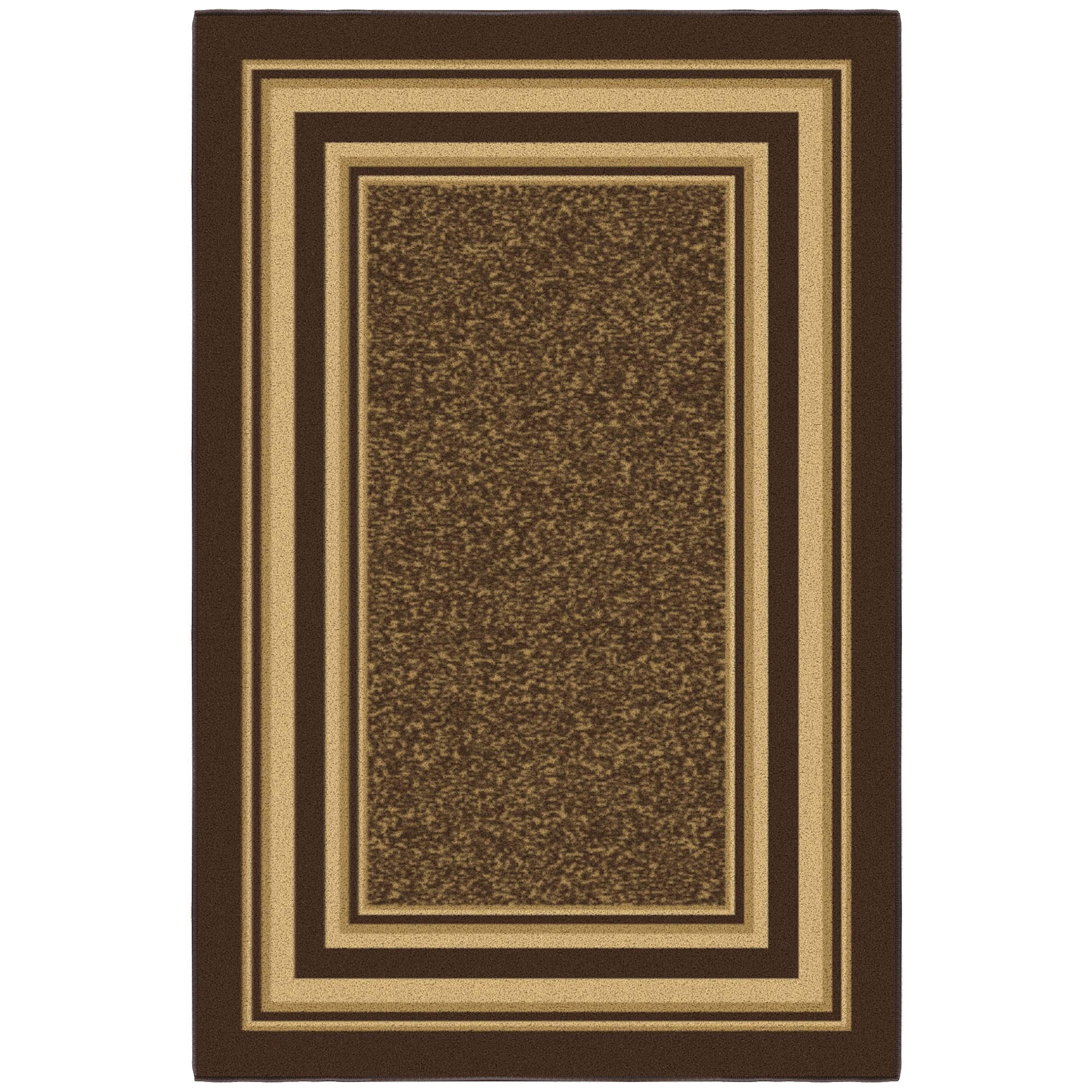 Ottomanson Ottohome Non-Slip Rubberback Bordered Design 3x5 Indoor Area Rug, 3'3" x 5', Brown