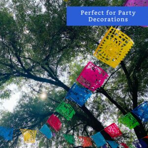 Mexican Party Banners (5 Pack with 10 Plastic Flags per Banner) - Mexican Themed Party Decorations - Papel Picado Mexicano Para Fiesta - Mexican Fiesta Party Decorations - Mexican Décor