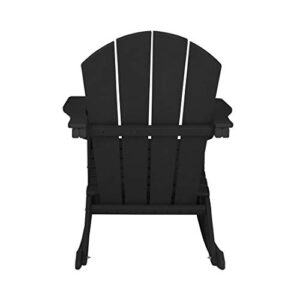 WO Home Furniture Patio Rocking Chair Set of 4 PCS Classic Outdoor HDPE UV Weather Resistant (Black)