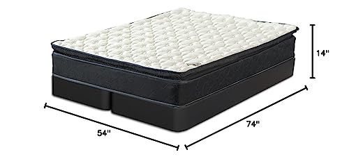 Greaton, 9-Inch Medium Firm Pillow Top Heavier Pocket Coil Spring Hybrid Mattress, Motion Isolation with Durable Support with 4" Split Wood Box Spring, Full, Black