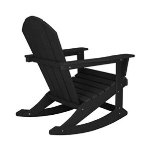 WO Home Furniture Patio Rocking Chair Set of 4 PCS Classic Outdoor HDPE UV Weather Resistant (Black)