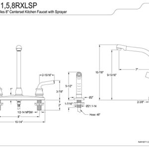 Kingston Brass KB711RXLSP Restoration 8-Inch Centerset Kitchen Faucet with Side Sprayer, Polished Chrome