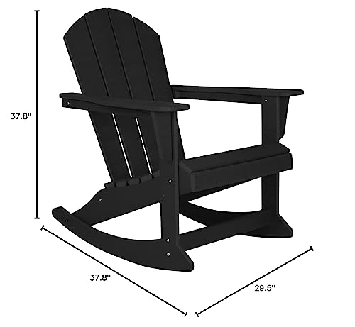 WO Home Furniture Patio Rocking Chair Set of 4 PCS Classic Outdoor HDPE UV Weather Resistant (Black)