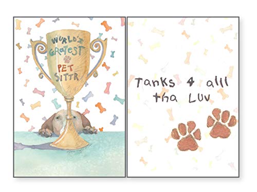 Dog Speak Pet Sitter Thank You Cards Three (3) Pack - World's Greatest, Favorite, and Thank You Cards