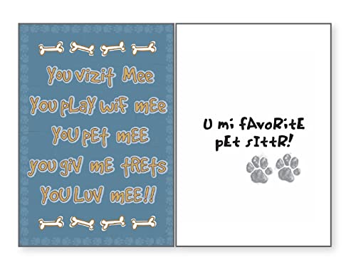 Dog Speak Pet Sitter Thank You Cards Three (3) Pack - World's Greatest, Favorite, and Thank You Cards