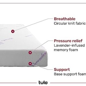 Tulo by Mattress Firm | 8 INCH Memory Foam Lavender Mattress | Medium Comfort | Pain-REDUCING Pressure Relief | Twin Size