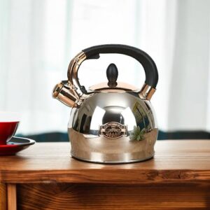 Stainless Steel Whistling Tea Kettle with Metal Capsulated Bottom for Quick Heat Distribution 2.8 Quart