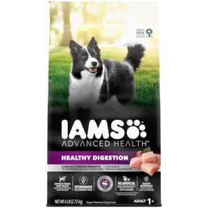 iams advanced health adult healthy digestion dry dog food with real chicken, 6 lb. bag