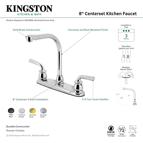 Kingston Brass KB750RXL Restoration 8-Inch Centerset Kitchen Faucet, Polished Chrome