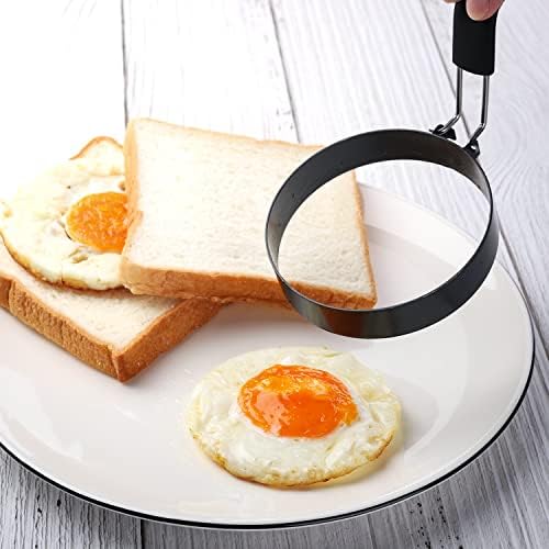 Egg Rings 3.5 Inch Stainless Steel Nonstick Egg Ring, Set of 4 Egg Rings for Frying Eggs, Round Cooking Egg Pancake Mold Egg Mold for Griddle