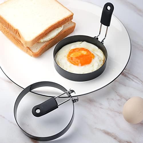 Egg Rings 3.5 Inch Stainless Steel Nonstick Egg Ring, Set of 4 Egg Rings for Frying Eggs, Round Cooking Egg Pancake Mold Egg Mold for Griddle