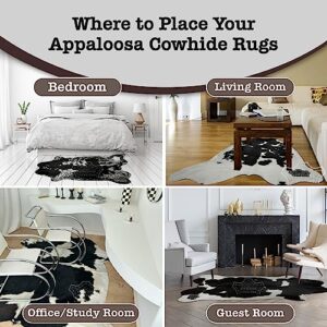 Appaloosa Cowhides Genuine Cowhide Rug - Natural Black and White Rugs for Living Room & Bedroom Aesthetic - Real Cow Hide Rug for Rustic Home Decor - Authentic 6'x8' Black & White Collection