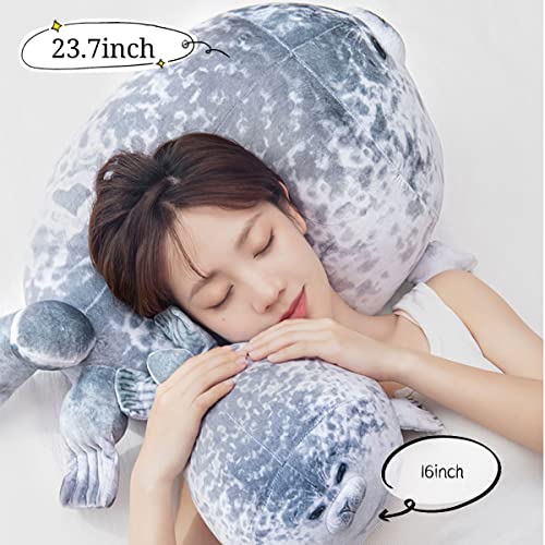 23.7 inch Large Seal Plush Pillow: Soft Stuffed Animal Toy ,Chubby Blob Seal Plushie for Boys Girls, Cute Room Decor Ocean Animals Pillow for Bed Sofa, Kids Gifts for Birthday,Valentine,Christmas