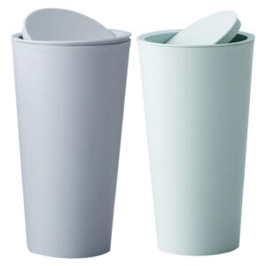 besportble plastic containers 2pcs plastic tiny waste bin desktop mini trash can with swing lid wastebasket garbage bin for bathroom vanity tabletop makeup sponges tissues car green blue car trashcan