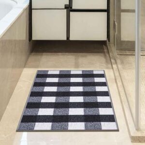 Ottomanson Ottohome Collection Non-Slip Rubberback Checkered Buffalo Plaid Design 2x3 Indoor Area Rug/Entryway Mat, 2'3" x 3', Black/White