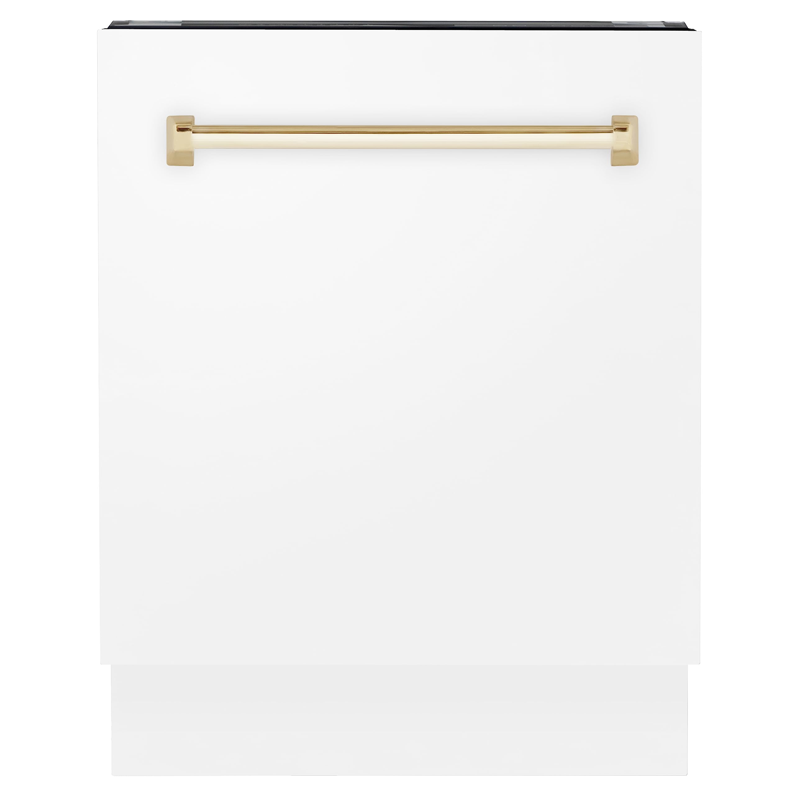 ZLINE Autograph Edition 24" 3rd Rack Top Control Tall Tub Dishwasher in White Matte with Gold Handle, 51dBa (DWVZ-WM-24-G)