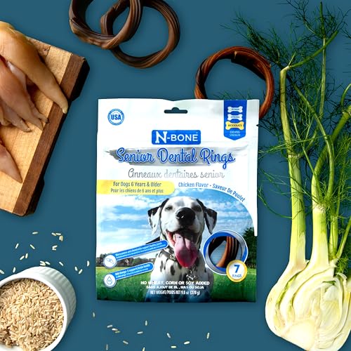 N-Bone Senior Dental Rings Chicken Flavor Dog Treats, 7 Count 9.8-oz Bag