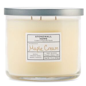 stonewall home maple cream medium bowl candle, 15 oz