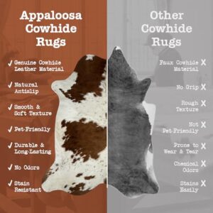 Appaloosa Cowhides Genuine Cowhide Rug - Natural Leather Hide Rugs for Living Room & Area Rug for Bedroom - Real Cow Hide Rug for Rustic Home Decor - Authentic 6'x8' Brown & White Collection