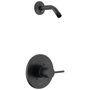 delta faucet modern single handle matte black shower faucet set, matte black shower trim kit, shower fixtures, shower handle, matte black t14259-bllhd-pp (shower head and valve not included)