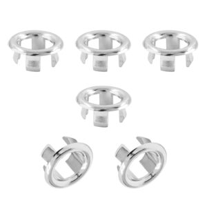 qjaiune 6 pack bathroom sink overflow trim ring, electroplating chrome overflow drain cover round basin cover, vanity sink overflow cap small sink insert, plastic hole trim ring for kitchen bathtub