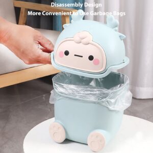 Aiabaleaft Cute Trash Can Polypropylene Cute Animal Shape Trash Cans 2 Liters Desktop Trash Can for Bathrooms,Kitchens,Offices,Waste Basket for Dressing Table (Sky Blue)