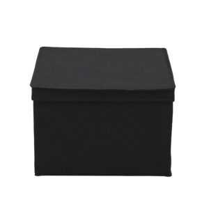 Household Essentials Square Canvas Storage Box With Lid, 15x15x10 in, Black Linen, Set of 2