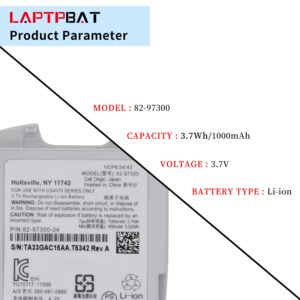 LAPTPBAT New White Battery for Symbol Bar Code Scanner CS4070 CS4070-SR BTRY-CS40EAB00-04 82-97300 82-97300-01 82-97300-02 82-97300-03 P/N: 82-97300-04 3.7V 1000mAh