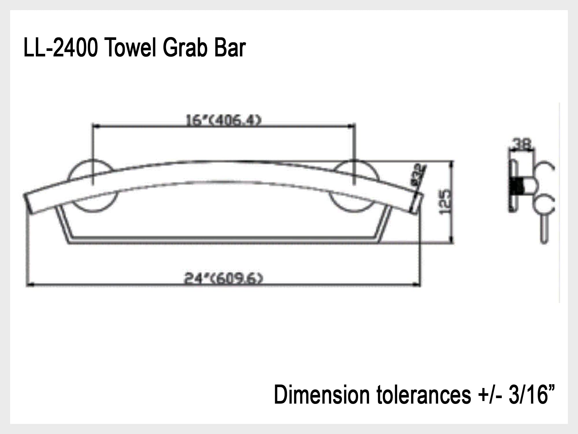 Curved Grab Bar and Towel Rack for Bathroom Shower Kitchen/304 Stainless/Oil Rubbed Bronze/ 24"x 5"