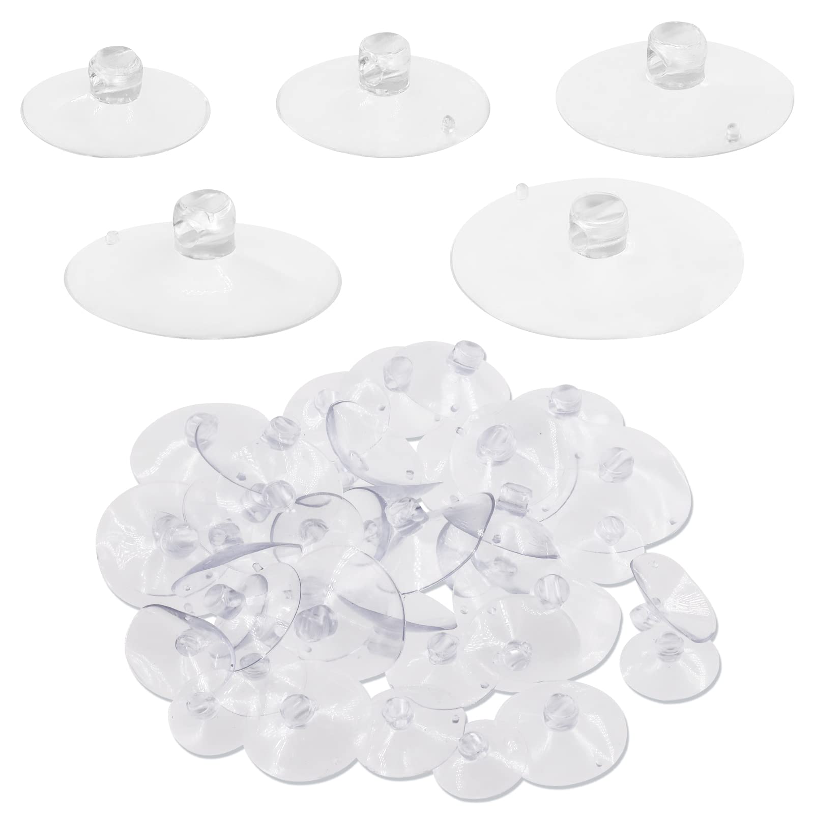 Swpeet 80 Packs 5 Sizes 1" 6/5" 7/5" 8/5" 9/5" Transparent Suction Cups Assortment Kit, Rubber Anti-Collision Shower Connectors Sucker Pad Hanger Pads Without Hooks