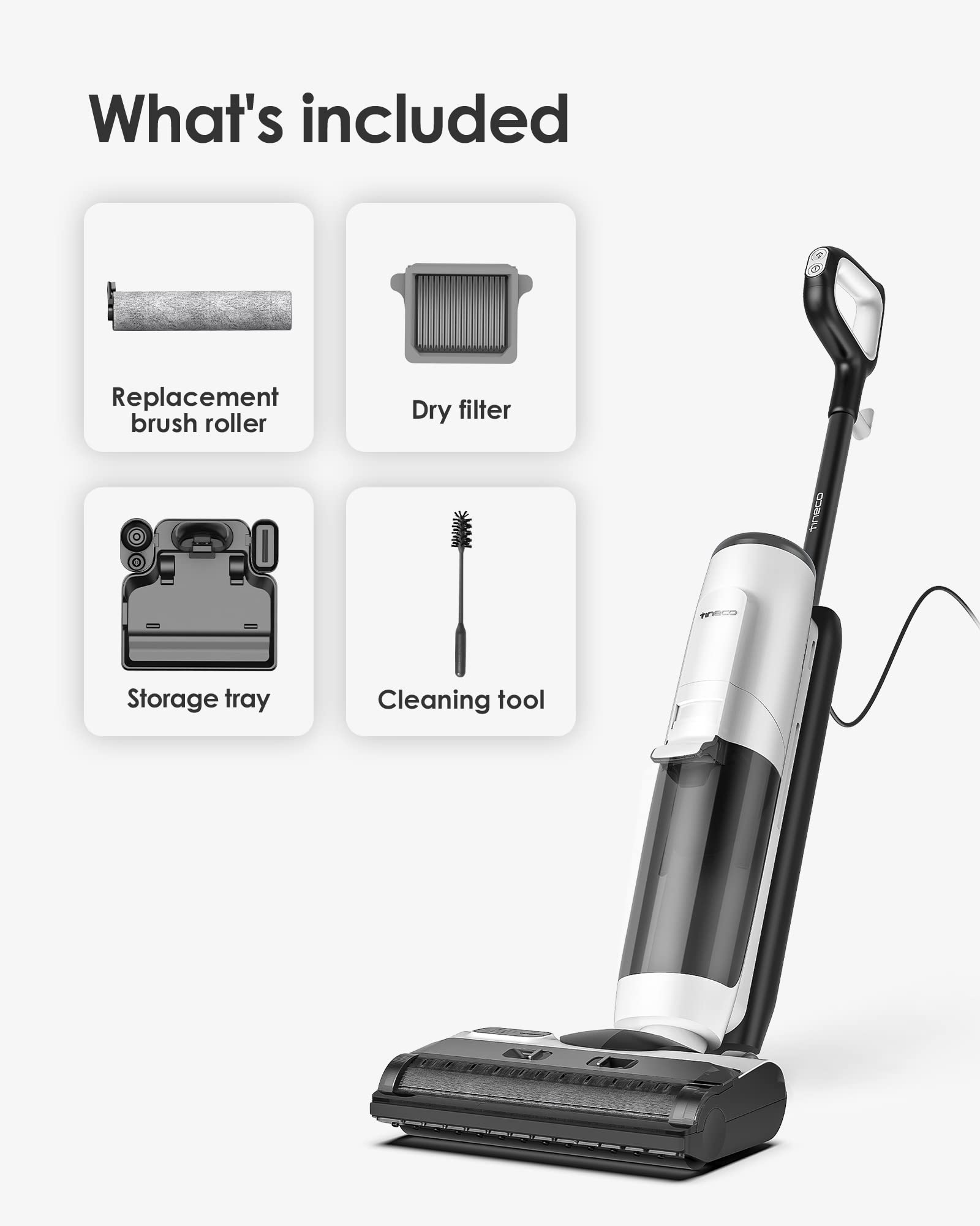 Tineco FLOOR ONE S5 Steam Corded Wet Dry Vacuum All-in-one, Hardwood Floor Cleaner Great for Sticky Messes, Smart Steam Mop for Hard Floors with Digital Display and Long Run Time