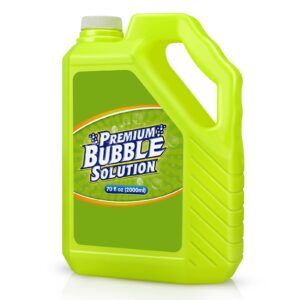 bubble solution refill - 70 ounce premium bubble liquid refills for bubble machine, wand, gun, blower at wedding and party - bubbles toy for kids toddlers boys girls (with portable handle)