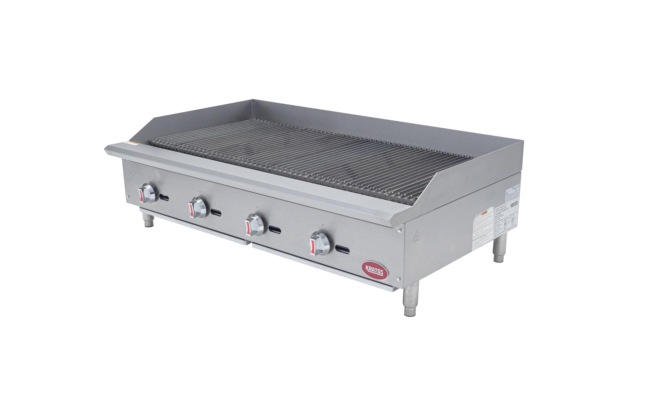 Kratos 48" Commercial Gas Charbroiler - Countertop 4-Burner Stainless Steel Grill, 140,000 BTU Output (29Y-003)