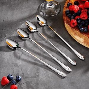 KEAWELL Premium Elena Spoon, 4-Piece Spoon Set, 18/10 Stainless Steel, Mirror Polished, Dishwasher Safe (8.3" Iced Tea Spoon)