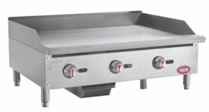 kratos 29y-005 36" commercial restaurant gas countertop griddle, manual controls, 3 burners, 90,000 btu output