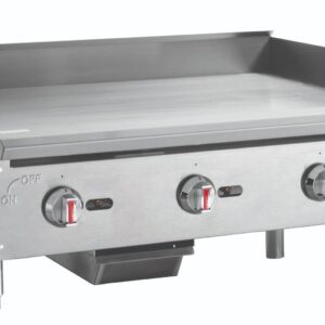 Kratos 29Y-005 36" Commercial Restaurant Gas Countertop Griddle, Manual Controls, 3 Burners, 90,000 BTU Output