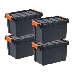 iris heavy duty plastic storage bins with durable lid and secure latching buckles (22 qt. - 4 pack)