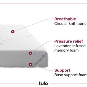 Tulo by Mattress Firm | 8 INCH Memory Foam Lavender Mattress | Medium Comfort | Pain-REDUCING Pressure Relief | Twin XL Size