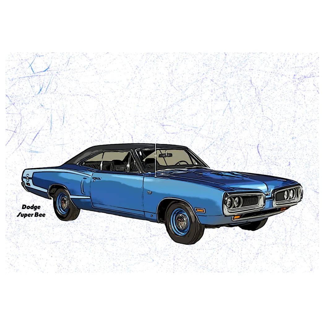 Will Davis Studios Dodge Super Bee Digital Painting Birthday Card. (Inside Reads: Happy Birthday)