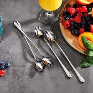 KEAWELL Premium Elena Spoon, 4-Piece Spoon Set, 18/10 Stainless Steel, Mirror Polished, Dishwasher Safe (8.3" Iced Tea Spoon)