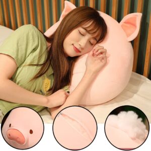 ELAINREN PP Cotton Pig Plush Kids Pillow Soft Pink Piggy Stuffed Animals Toy Cartoon Piglet Plushie Hugging Dolls Gifts for Kids Xmas Birthday,15.7Inch