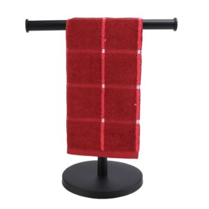 tocten hand towel holder stand, t-shape hand towel rack for bathroom vanity countertop, sus 304 stainless steel bath towel bar stand with heavy duty base (matte black)