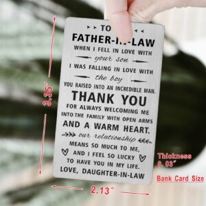 Yobent Father In Law Gifts from Daughter In Law, Father of The Groom Card, Unique Wedding Day Christmas to My Dad In Law from Bride, Thank You Father-In-Law Birthday Present