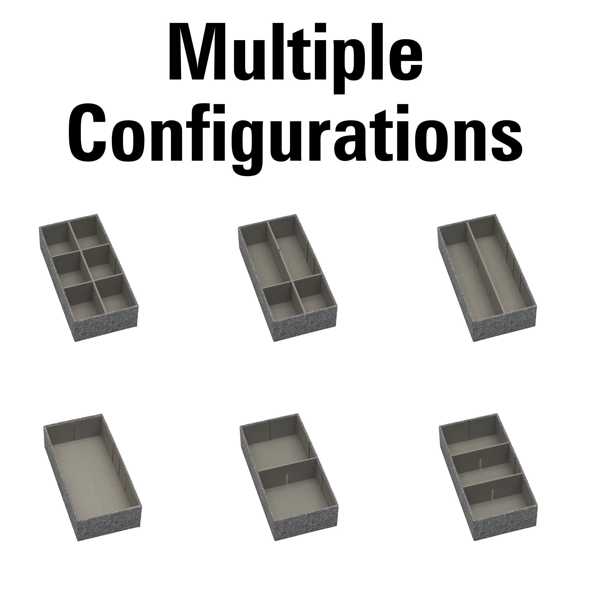 Household Essentials, Graphite 3 Piece Drawer Organizers Starter Set, Customizable Inserts, Large 2 Small Trays