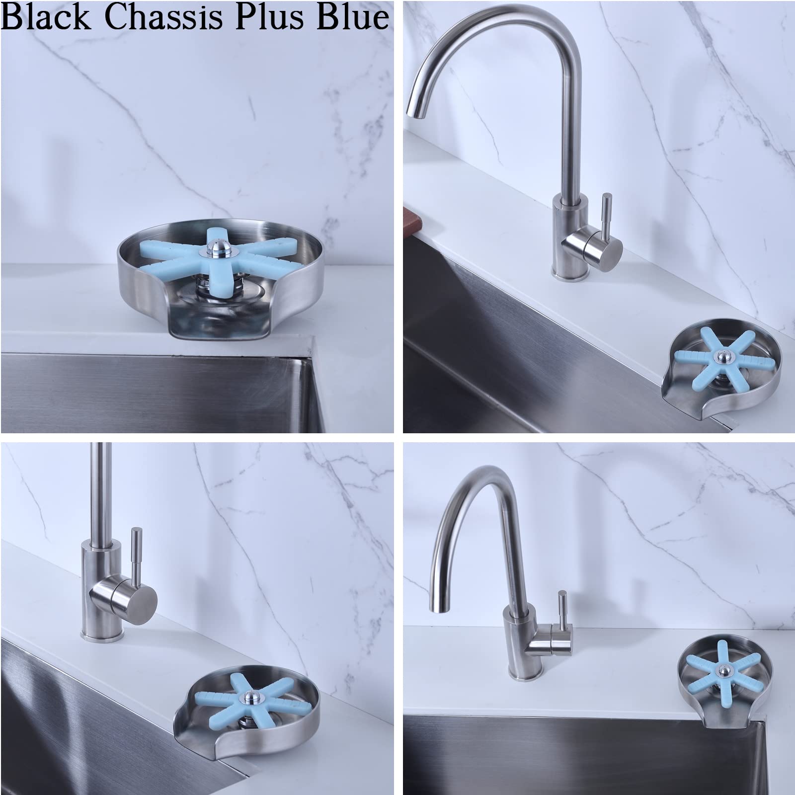 RANDOM Metal Kitchen Sink Glass Rinser,Faucet Glass Rinser for Kitchen Sinks,Bottle Washer,Kitchen Sink Accessories,Stainless Steel,Matte Black.